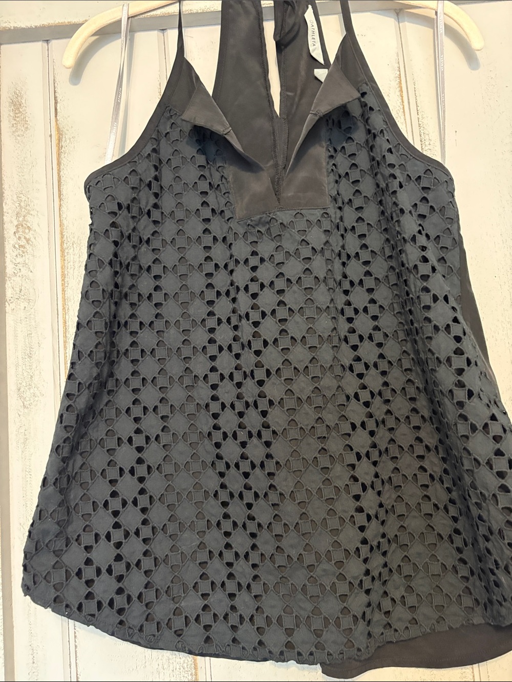 Athleta Black Eyelet Halter Camisole